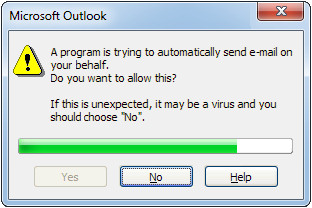 Outlook E-mail Warning - A Program is trying to automatically send e-mail on your behalf