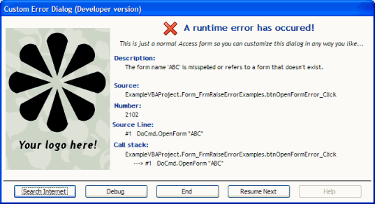 Access form error dialog example