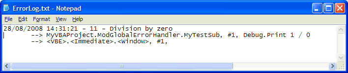 Basic Example Error Log picture