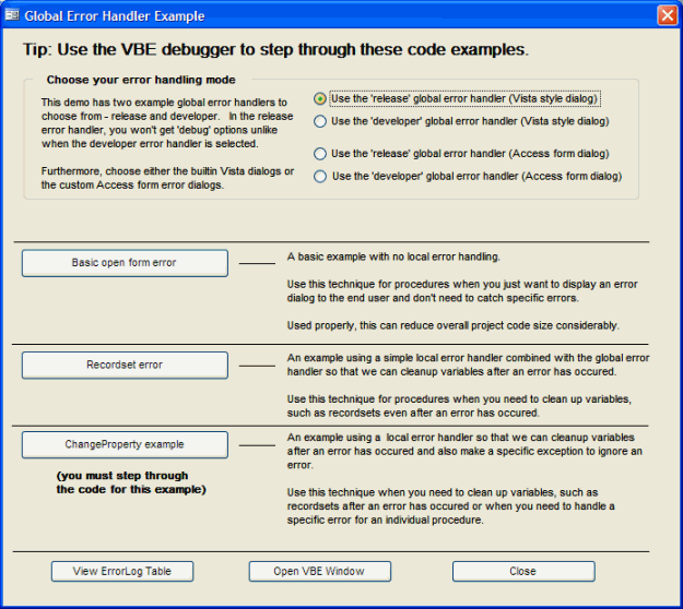 Sample database Access form