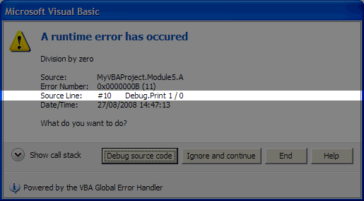 Dialog example of line source code